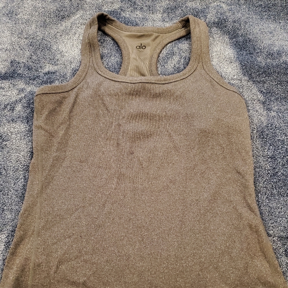 Alo Yoga Rib Support Tank, Gray, Large